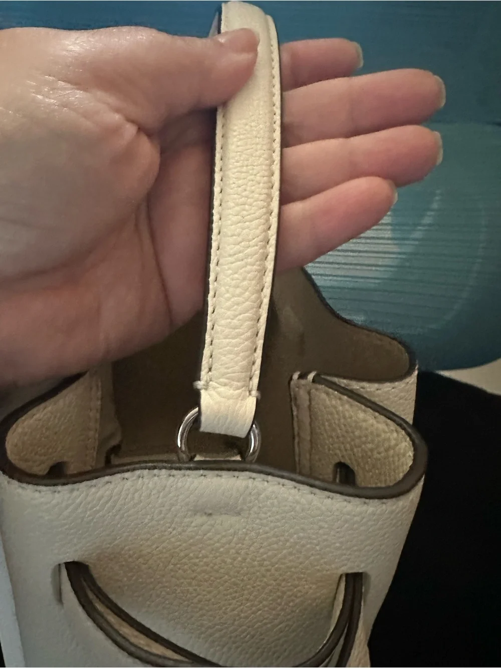 Tory Burch Ivory Pebbled Leather Crossbody with Silver Logo
